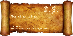 Menkina Zina névjegykártya